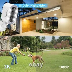 3MP Solar Home Security Camera Battery Powered 2.4G WIFI Audio Night Vision