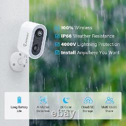 3MP Solar Home Security Camera Battery Powered 2.4G WIFI Audio Night Vision