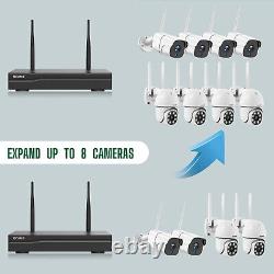3MP Wireless Home Security Camera System Outdoor 8CH WIFI NVR with 1TB HDD IRcut