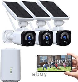 3Pcs Solar & Battery Powered Security Camera System Wireless WiFi Home Outdoor
