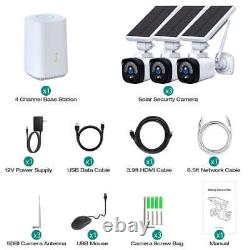 3Pcs Solar & Battery Powered Security Camera System Wireless WiFi Home Outdoor