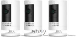 3 Pack Ring Stick Up Indoor/Outdoor 1080p WiFi Wired Security Camera White
