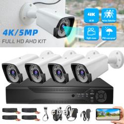 4CH H. 265+ 5MP Lite DVR 1080P Outdoor CCTV Home Security Camera System Kit USA