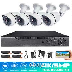 4CH H. 265+ 5MP Lite DVR 1080P Outdoor CCTV Home Security Camera System Kit USA