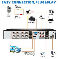 4CH H. 265+ 5MP Lite DVR 1080P Outdoor CCTV Home Security Camera System Kit USA