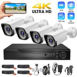 4CH H. 265+ DVR 1080P Outdoor CCTV Home Security Camera System Kit Night Vision