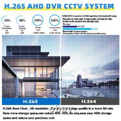 4CH H. 265+ DVR 1080P Outdoor CCTV Home Security Camera System Kit Night Vision