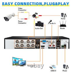 4CH H. 265+ DVR 1080P Outdoor CCTV Home Security Camera System Kit Night Vision