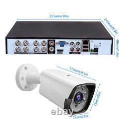 4CH H. 265+ DVR 1080P Outdoor CCTV Home Security Camera System Kit Night Vision