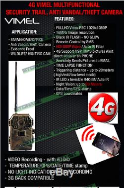 4G Trail Camera Black Flash 32GB Telstra Home Trail Security Cam Wireless IR 3G