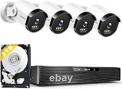 4K Security Camera System Outdoor Home Color Night Vision 3K/5MP 8CH 2TB HDD