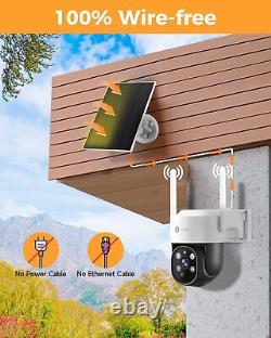 4MP QHD Solar-Powered Wire-Free Home Security Camera PTZ Wireless Outdoor Et