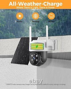 4MP QHD Solar-Powered Wire-Free Home Security Camera PTZ Wireless Outdoor Et