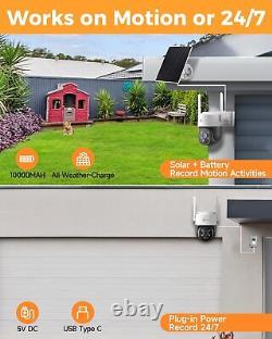 4MP QHD Solar-Powered Wire-Free Home Security Camera PTZ Wireless Outdoor Et