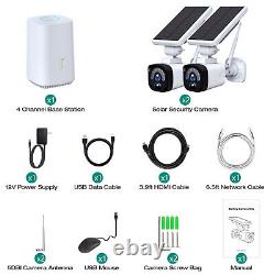 4MP Solar Wireless Security Camera System Home Outdoor Wifi Cameras+Base Station