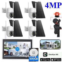 4MP Wireless Home Security Camera System 10CH Solar Wifi 10'' Monitor NVR+500GB