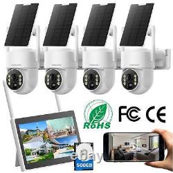 4MP Wireless Home Security Camera System Solar Wifi IP Cameras 10'' Monitor NVR