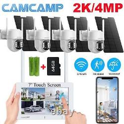 4MP Wireless Solar Security Camera System Home Outdoor Wifi IP CCTV 7'' Monitor