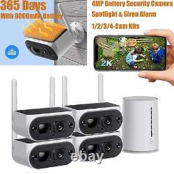 4Pcs Solar Battery Powered Wireless Home Security Camera System Outdoor Wifi