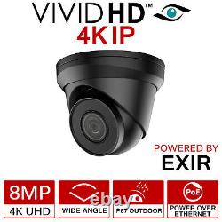 4k Ip Camera VIVID Hd 8mp Uhd Poe Cctv Dome Turret 30m Ir Outdoor Black 2.8mm
