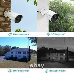 4pcs 5MP 1920p PoE IP Camera Security Surveillance Outdoor Home IR Night Vision