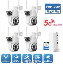 4pcs WIFI IP Camera 10CH NVR Wireless CCTV PTZ Smart Home Security System IR Cam
