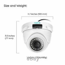 4x Add-on PoE IP Security Camera HD 4MP Audio Outdoor Reolink D400 Work with Kit