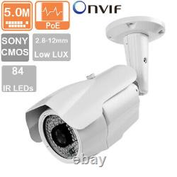 5MP 1920P H. 265 PoE IP Bullet Camera Waterproof 2.8-12mm Varifocal Lens 210FT