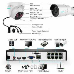 5MP 8CH POE Security Camera System Home Surveillance NVR Kit Reolink K8-520B2D2