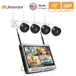 5MP HD Wireless Security Camera System Outdoor WiFi 12'' Monitor CCTV NVR Home