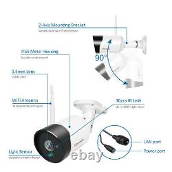 5MP HD Wireless Security Camera System Outdoor WiFi 12'' Monitor CCTV NVR Home