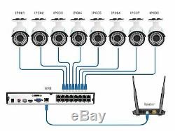 5MP PoE Security Camera System 16CH NVR Smart Home Kit with 3TB HDD 724 Recording