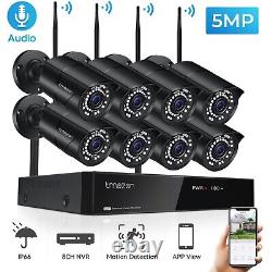 5MP Wireless Security Camera System Audio Outdoor Home 8CH 2TB HDD WiFi NVR