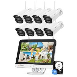5MP Wireless Security Camera System WiFi Outdoor Home 10CH NVR With 1TB HDD Lot