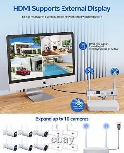 6Pcs 4MP Solar Battery Powered Wireless Security Camera System Home Outdoor Wifi