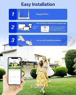 6Pcs 4MP Solar Battery Powered Wireless Security Camera System Home Outdoor Wifi