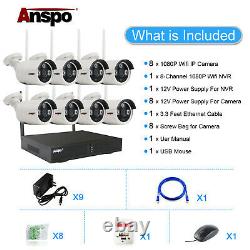 8CH 1080P CCTV Security Camera System Wifi Wireless Home Surveilance Outdoor 2MP