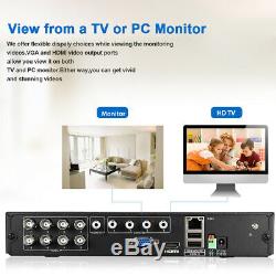 8CH 1080P DVR 3000TVL IR Outdoor CCTV Home Security Camera System Night Vision