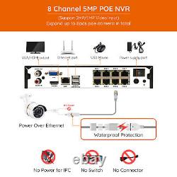 8CH 1080P POE Security IP Camera System 1TB 2MP HD Home Surveillance 5MP NVR Kit