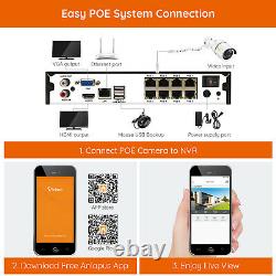 8CH 1080P POE Security IP Camera System 1TB 2MP HD Home Surveillance 5MP NVR Kit