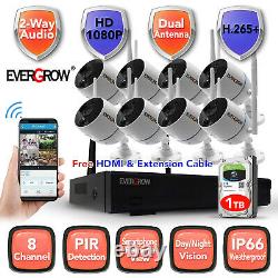 8CH 3MP 1296P 2-Way Audio Wireless Wifi Outdoor Home Security Camera System