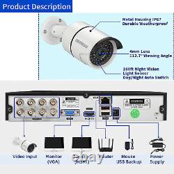 8CH 5MP DVR Wired 8ch Home Security Camera Outdoor System with Hard Drive 4pcs