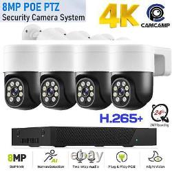 8CH NVR 4K/8MP POE Camera System 360°PTZ Wired Home Security Camera System Audio