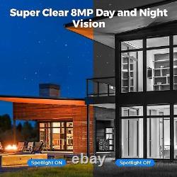 8CH NVR 4K/8MP POE Camera System 360°PTZ Wired Home Security Camera System Audio