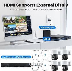 8CH NVR 4K/8MP POE Camera System 360°PTZ Wired Home Security Camera System Audio