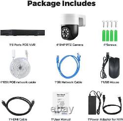 8CH NVR 4K/8MP POE Camera System 360°PTZ Wired Home Security Camera System Audio