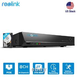 8CH PoE NVR 2TB HDD Network Video Recorder for Reolink Security Cameras RLN8-410