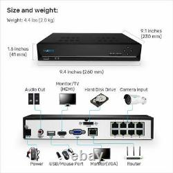 8CH PoE NVR 2TB HDD Network Video Recorder for Reolink Security Cameras RLN8-410