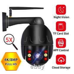 8MP 4K Cloud Wifi PTZ Outdoor Home Security IP 5X ZOOM Speed Dome CCTV Camera