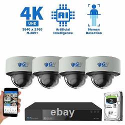 8 Channel 4K NVR 4 8MP PoE IP AI Color Night Vision Dome Security Camera System